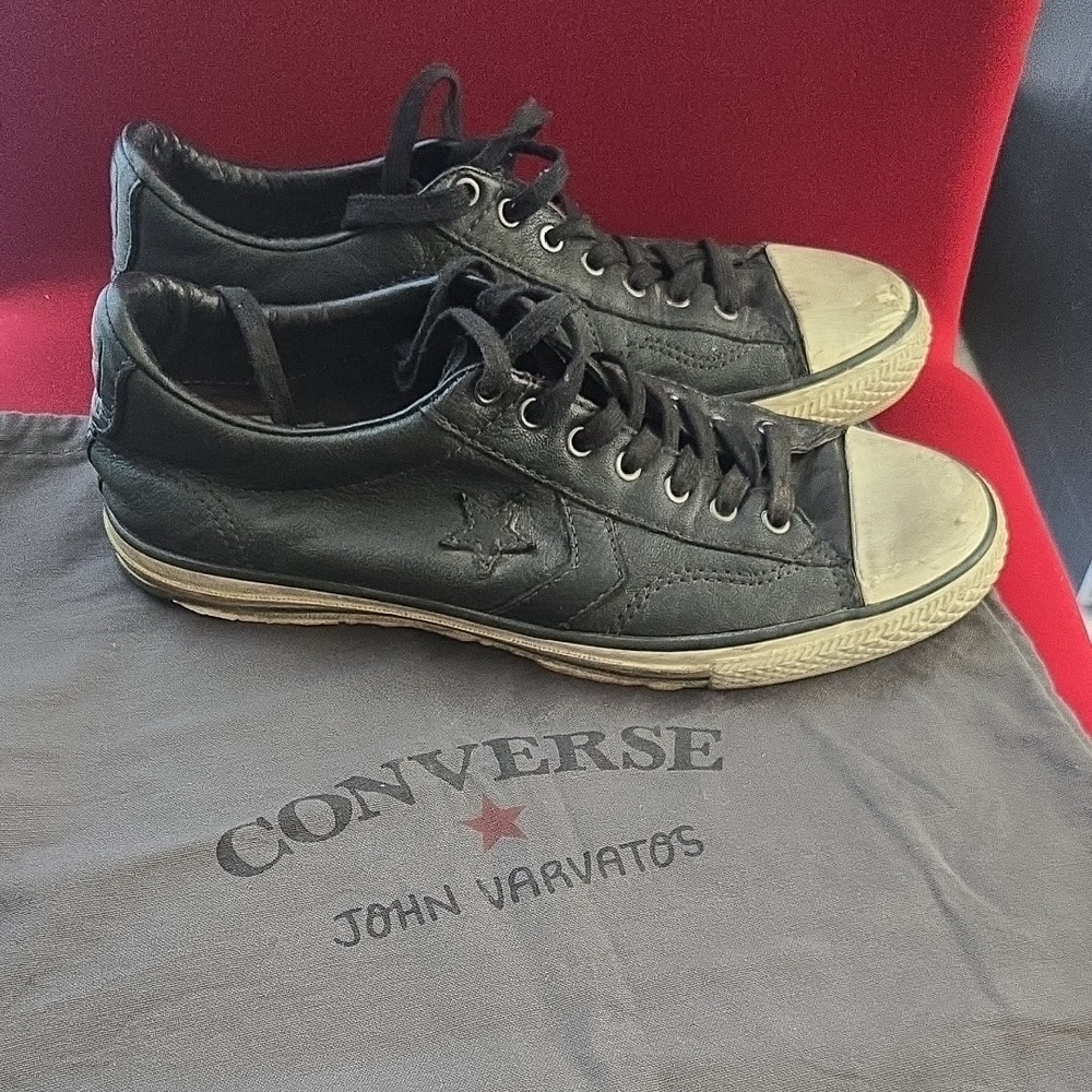 Converse John Varvatos Black Leather M8 W10 Comes With Dust Bag